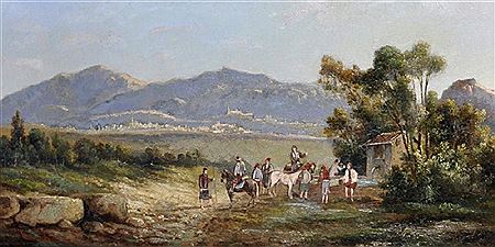 A Turkish Landscape, with Figures and Horses