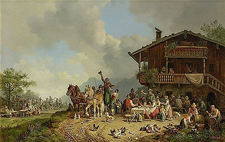 Sample artwork by Heinrich Burkel (1802 - 1869), known for landscape, figure, genre paintings - View similar artists and auction records