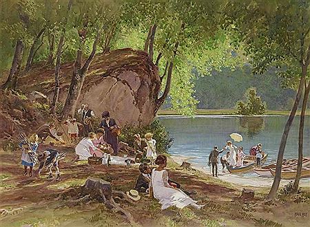 Picnic at the Waldsee Verso: Shepherd with Herd on a Hill