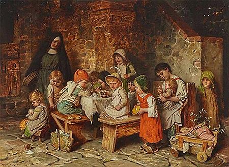 Children Eating in a Monastery