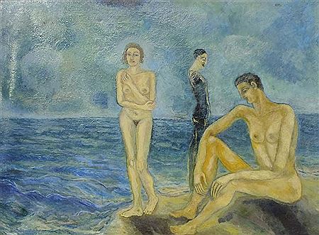 Three figures seaside