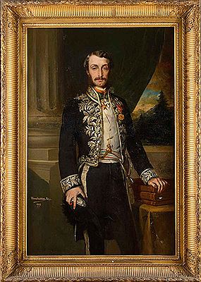 Portrait du préfet de la GUERRONIERE, de ¾ de face portant les ordres de St Grégoire le Grand, Saint Maurice et Lazare et la Légion d’honneur