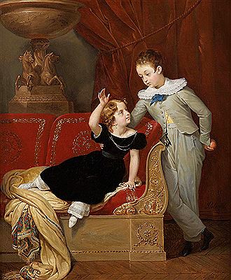 Portrait de deux enfants dans un intérieur