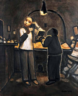 Sample artwork by Zheng Qu Duan (Born 1958), known for rural scene painting; farm houses, farmers, folk songs depicted - View similar artists and auction records