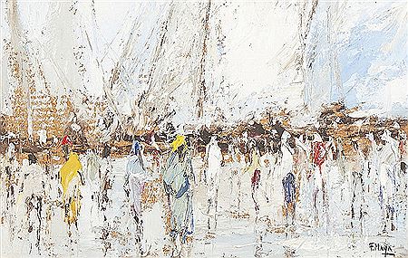 Marinha com praia e figuras