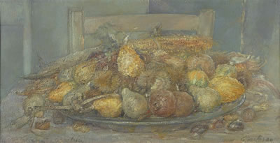 Cestino con zucchine, 1970 by Giovanni Barbisan - Auction record, sale price, and art valuation. Compare with similar artists and explore comparable artworks.