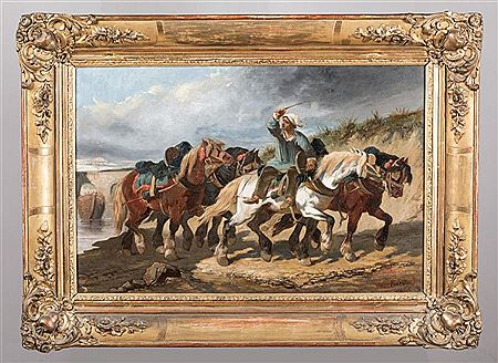Chevaux au gué - Chevaux à l'écurie (pair)