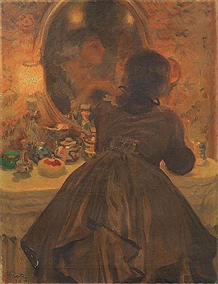 Sample artwork by Alfredo Protti (1882 - 1949), known for european-style painting, women in middle-class houses, domestic life - View similar artists and auction records