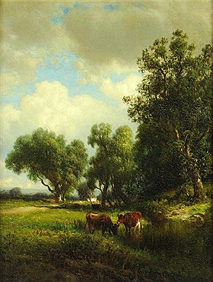 LANDSCAPE WITH TREES AND CATTLE