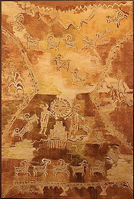 PETROGLYPH - BIG HORN SHEEP AND SUN