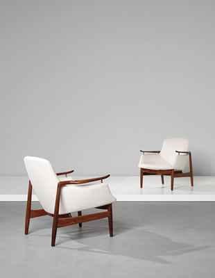 Pair of rare armchairs, model no. FJ 53 by Finn Juhl - Auction record, sale price, and art valuation. Compare with similar artists and explore comparable artworks.