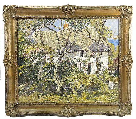 WHITE CORNISH COTTAGE, WITH SEA BEYOND