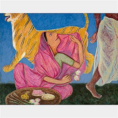 FLOWER SELLER by Amit Ambalal - Auction record, sale price, and art valuation. Compare with similar artists and explore comparable artworks.