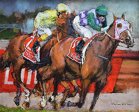 Horse racing scene by Stephen Wild - Auction record, sale price, and art valuation. Compare with similar artists and explore comparable artworks.