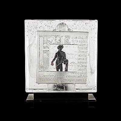 Sculpture with text and figures