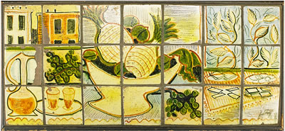 Fine and large tile frieze with still life