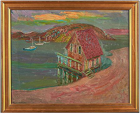 Untitled (house by the water) and untitled (farmhouse in landscape) (2)