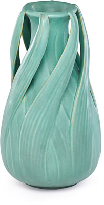 Rare and large vase with swirling iris leaves
