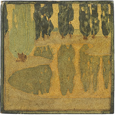 Fine and rare scenic tile