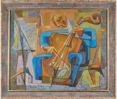 Untitled painting (Bassist) by Frederick Weinberg - Auction record, sale price, and art valuation. Compare with similar artists and explore comparable artworks.