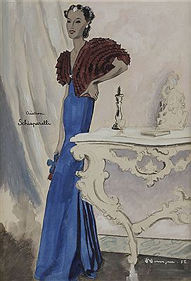 Élégante en robe bleu pour Schiaparelli - Couverture de Modes et Travaux by Pierre Mourgue - Auction record, sale price, and art valuation. Compare with similar artists and explore comparable artworks.