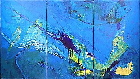 Untitled - Composition in blue tones (Triptych)