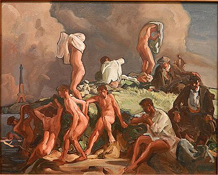 ''Boys Bathing in the Seine'' by Frank Nelson Wilcox - Auction record, sale price, and art valuation. Compare with similar artists and explore comparable artworks.