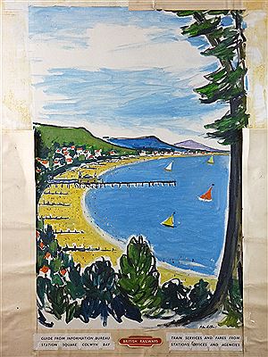 A preparatory painting of the coastline at Colwyn Bay with its Pier