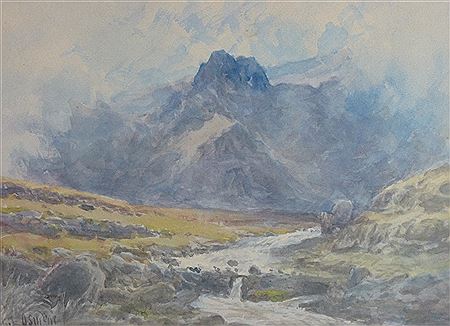 Tumbling river in the Ogwen Valley by Philip Osment - Auction record, sale price, and art valuation. Compare with similar artists and explore comparable artworks.