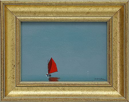 Red Sail on a Calm Sea