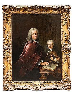 Portrait d'un gentilhomme avec un jeune garçon, Portrait de femme avec un jeune garçon dans un parc (pair)