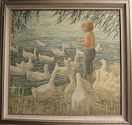 Boy Feeding Swans