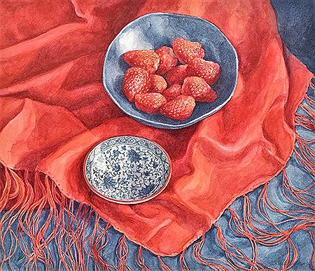 Blue and Red with Strawberries