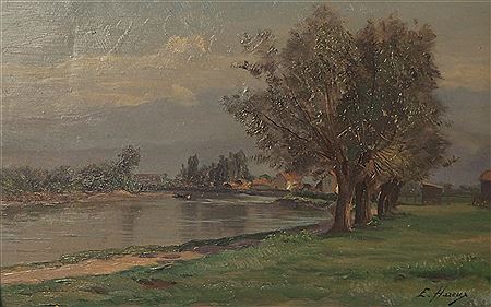 Willow trees along a river Isere