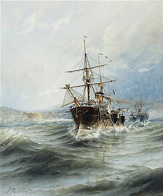 Franska pansarfregatter vid Cherbourgs hamn