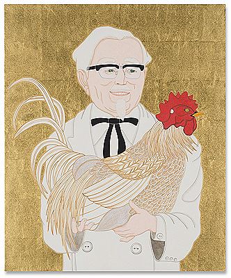 White old man with a Chicken