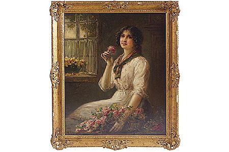 Portrait of a girl holding a rose
