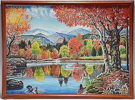 Women By The NC Lake In Autumn