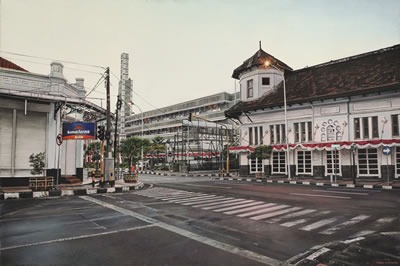 DARI SUDUT GEDUNG MERDEKA (FROM THE CORNER OF THE MERDEKA BUILDING) by Mariam Sofrina - Auction record, sale price, and art valuation. Compare with similar artists and explore comparable artworks.