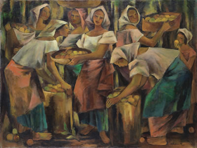 MGA BABAENG MAY HAWAK NG MGA BASKET NG PRUTAS (WOMEN WITH BASKETS AND FRUITS)