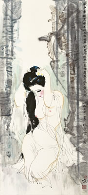 LADY TIDYING HER HAIR
