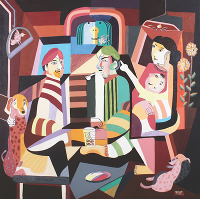 Javanese Family and Television by Yayat Surya - Auction record, sale price, and art valuation. Compare with similar artists and explore comparable artworks.