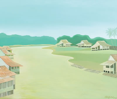 Rumah-rumah di Tepi Sungai by Arfial Arsad Hakim - Auction record, sale price, and art valuation. Compare with similar artists and explore comparable artworks.