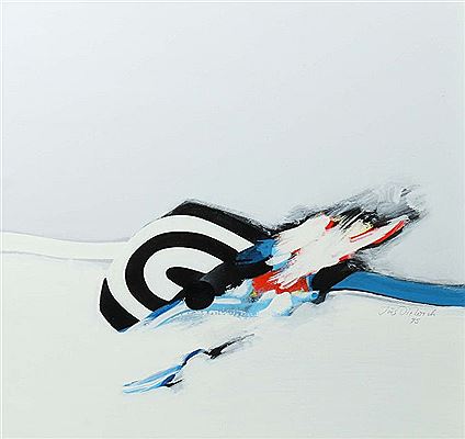 "Abstract Composition" in white, black, red and blue, color swatches in strong impasto brush application by Jorg Dieterich - Auction record, sale price, and art valuation. Compare with similar artists and explore comparable artworks.