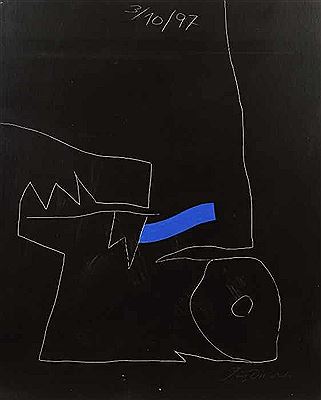 "Abstrakte Komposition in Schwarz und Blau"