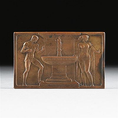 A BRONZE PLAQUE "IN ARTE LIBERTAS," 1910