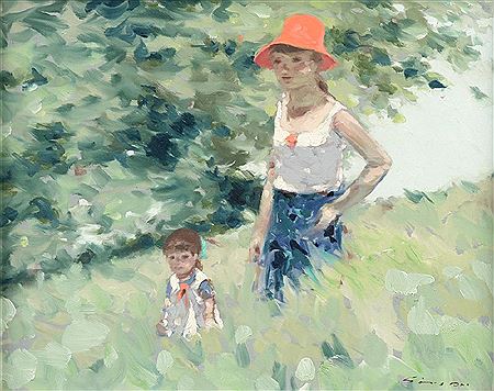 "Woman and Girl Landscape"