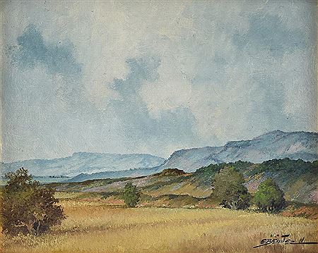 "Untitled Landscape with Bush In Foreground"