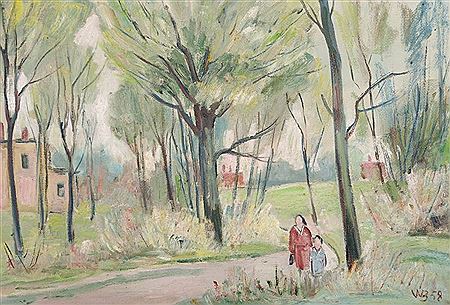 "Frühling im Park / ""Alte Landstraße mit Obstbäumen"". 1958 " (2)