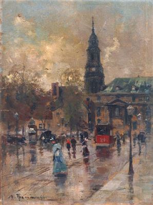 "Die Kreuzkirche vor dem Brande" (Dresden). by Adolf Gustav Thamm - Auction record, sale price, and art valuation. Compare with similar artists and explore comparable artworks.